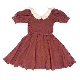 Little & Lively Burgundy with Peter Pan Collar Penelope Dress