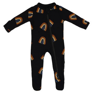 Kyte Baby Rust Rainbow on Midnight Print Zippered Bamboo Footie by Kyte Baby