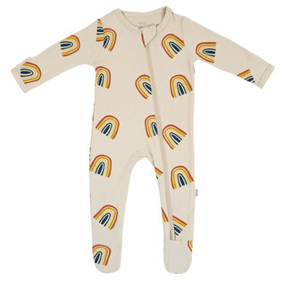 Kyte Baby Rust Rainbow on Oat Print Zippered Bamboo Footie by Kyte Baby