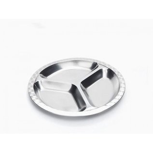 Onyx Divided, Medium Size Round Stainless Steel Plate by Onyx