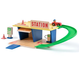 Moulin Roty Gas Station Wooden Toy Set By Moulin Roty