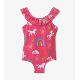 Hatley Unicorns & Rainbows Ruffle Sleeve Swimsuit By Hatley