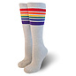 Grey Rainbow Tube Socks with Non Slip Grips