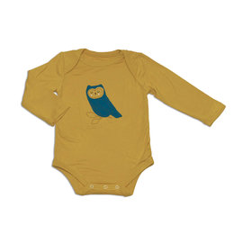 Silkberry Owl Mustard Bamboo Bodysuit