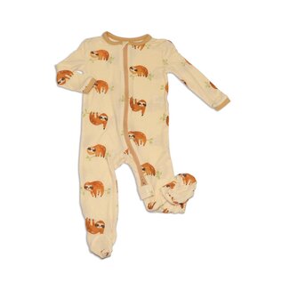 Silkberry Sloth Print Bamboo Footed Sleeper with Zipper