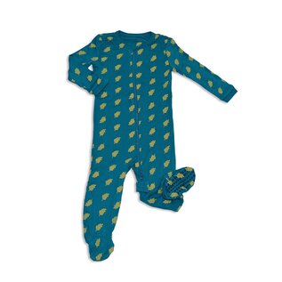 Silkberry Dotty Leaf Print Bamboo Footed Sleeper with Zipper