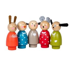Moulin Roty Grand Famillie Wooden Character Figures (Set of 5) by Moulin Roty