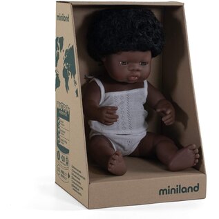 Miniland Soft Body Black Hair Baby Doll Girl African American Anatomically by Miniland Dolls