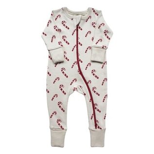 Parade Candy Canes Print 2 Way Zip Organic Cotton Romper by Parade