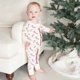 Parade Candy Canes Print 2 Way Zip Organic Cotton Romper by Parade