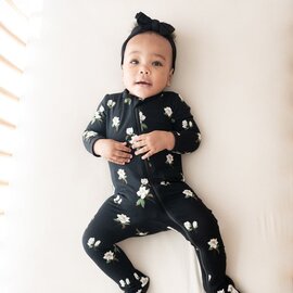 Kyte Baby Midnight Magnolia Print Zippered Bamboo Footie by Kyte Baby