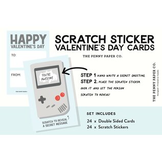 The Penny Paper Co Retro Video Game Scratch Off Valentine 24 Pack
