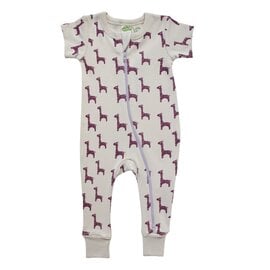 Parade Amethyst Giraffes Print Short Sleeve Zip Romper by Parade