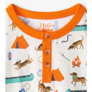 Hatley Camping Dogs Henley Cotton T-Shirt by Hatley