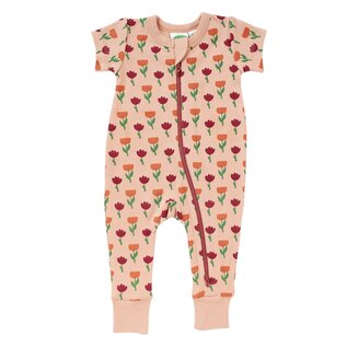 Parade Tulips Print Short Sleeve Zip Romper by Parade