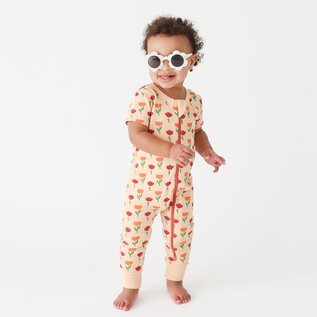 Parade Tulips Print Short Sleeve Zip Romper by Parade