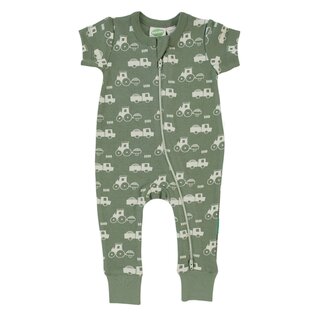 Parade Tractors Print Short Sleeve Zip Romper by Parade