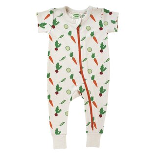Parade Veggies Print Short Sleeve Zip Romper by Parade