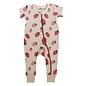 Parade Strawberries Print Short Sleeve Zip Romper by Parade