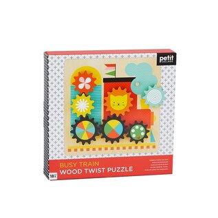 Petit Collage Busy Train Wood Twist Puzzle