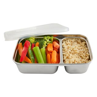 2-Compartment Stainless Steel Food Storage Container with Silicone Lid by UKonserve