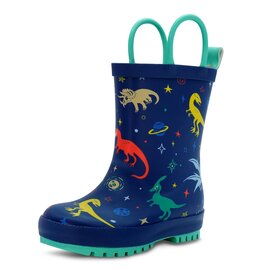 Jan & Jul by Twinklebelle Space Dinos Print Puddle Dry Rain Boots with Handles by Jan & Jul