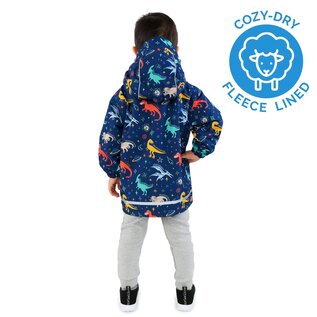 Jan & Jul by Twinklebelle Space Dinos Print Fleece Lined Rain Jacket by Jan & Jul