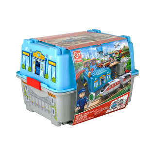 Hape Mega Metropolis Super Cityscape Transport Large Bucket Set with Train Track, Roads + Airport