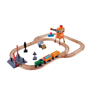 Hape Crossing & Crane Set Wooden Railway Train by Hape