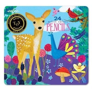 Eeboo Life on Earth 24-Pack Colour Pencil Crayons Tin