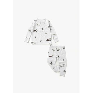 Mila & Co Dino Print Henley PJ 2Piece Set