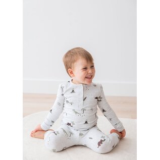 Mila & Co Dino Print Henley PJ 2Piece Set