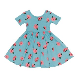 Kyte Baby Hibiscus Print Short Sleeve Bamboo Twirl Dress by Kyte