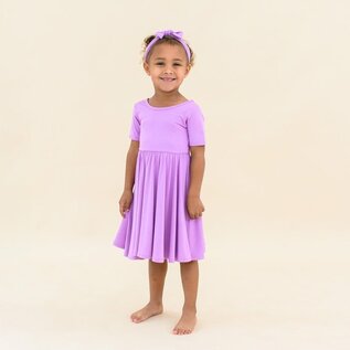 Kyte Baby Short Sleeve Bamboo Twirl Dress in Poi Purple by Kyte