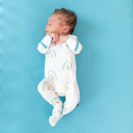Kyte Baby Makai Rainbow Print Zippered Bamboo Footie by Kyte Baby
