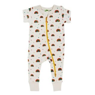 Parade Rainbows Print Short Sleeve Zip Romper by Parade