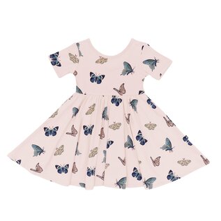 Kyte Baby Short Sleeve Bamboo Twirl Dress in Blush Butterfly by Kyte