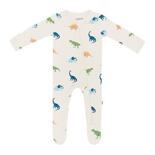 Kyte Baby Ecru Roar Zippered Bamboo Footie by Kyte Baby