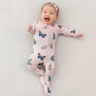 Kyte Baby Blush Butterfly Zippered Bamboo Footie by Kyte Baby