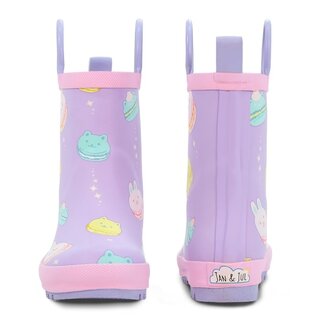Jan & Jul by Twinklebelle Macarons Print Puddle Dry Rain Boots with Handles by Jan & Jul