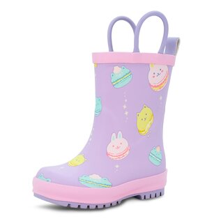 Jan & Jul by Twinklebelle Macarons Print Puddle Dry Rain Boots with Handles by Jan & Jul