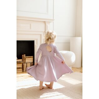loulou Lollipop Lavender Waffle Knit Long Sleeve Skater Dress by Loulou Lollipop
