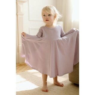 loulou Lollipop Lavender Waffle Knit Long Sleeve Skater Dress by Loulou Lollipop
