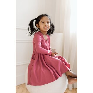 loulou Lollipop Mauvewood Waffle Knit Long Sleeve Skater Dress by Loulou Lollipop