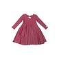 loulou Lollipop Mauvewood Waffle Knit Long Sleeve Skater Dress by Loulou Lollipop
