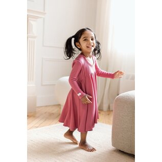 loulou Lollipop Mauvewood Waffle Knit Long Sleeve Skater Dress by Loulou Lollipop