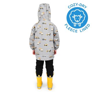 Jan & Jul by Twinklebelle Grey Construction Print Fleece Lined Rain Jacket by Jan & Jul