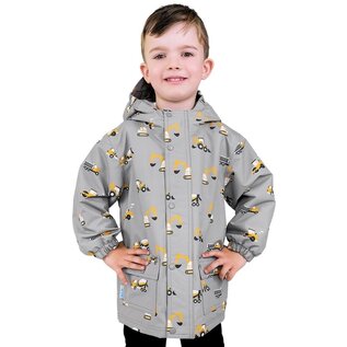 Jan & Jul by Twinklebelle Grey Construction Print Fleece Lined Rain Jacket by Jan & Jul