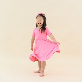 Kyte Baby Short Sleeve Bamboo Twirl Dress in Guava Pink by Kyte