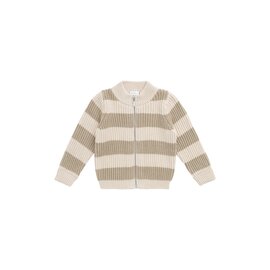 Jamie Kay Idris Knit Zip Cardigan - Wide Stripe Rye/Buff by Jamie Kay